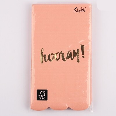 Luxe Coral & Gold Hooray 3 Ply Lunch Napkins Pk 15