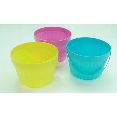 Assorted Colour Plastic Easter Basket (10cm) Pk 3
