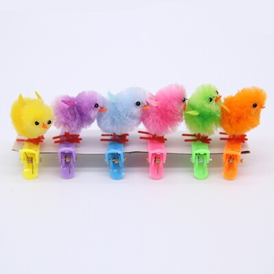 Assorted Pastel Easter Fluffy Chickens on Pegs Pk 6