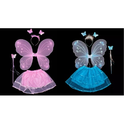Child Pink Or Blue Butterfly Fairy 4 Piece Set (Pk 1)