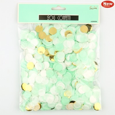 Mint Green, White & Gold Confetti Scatters (20g) Pk 1