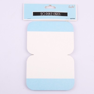 Large White Place Cards with Blue Pk 20