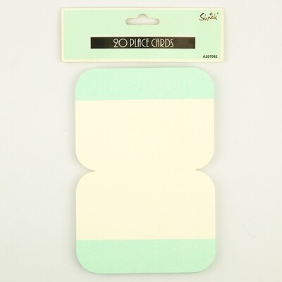 Large White Place Cards with Mint Green Pk 20