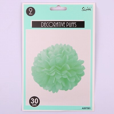 Mint Green Puff Ball Decoration (30cm) Pk 2