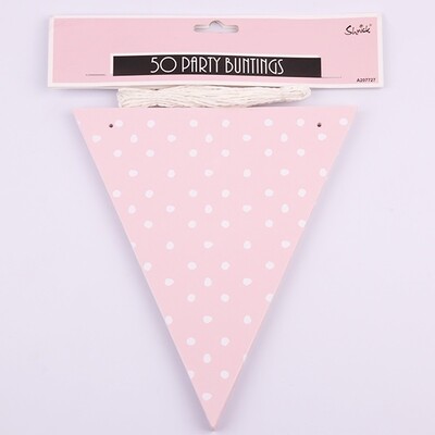 Pink & White Party Flags for Bunting Banner (50 Flags)