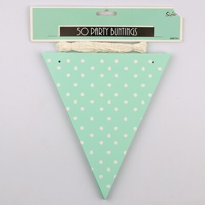 Mint Green & White Party Flags for Bunting Banner (50 Flags)