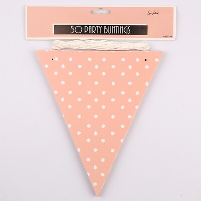 Coral & White Party Flags for Bunting Banner (50 Flags)