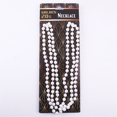 White Faux Pearl Flapper Necklace (Pk 1)