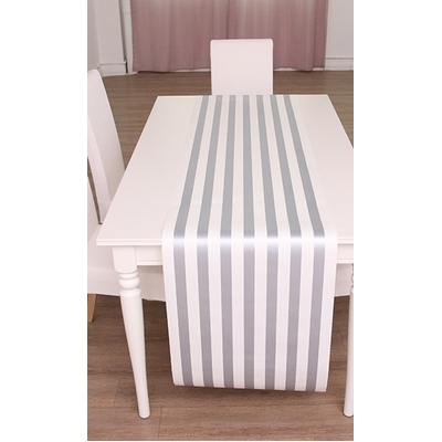 Silver & White Stripe Paper Table Runner Roll (8m x 50cm) Pk 1