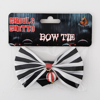 Halloween Black & White Stripes Jester Bow Tie Pk 1