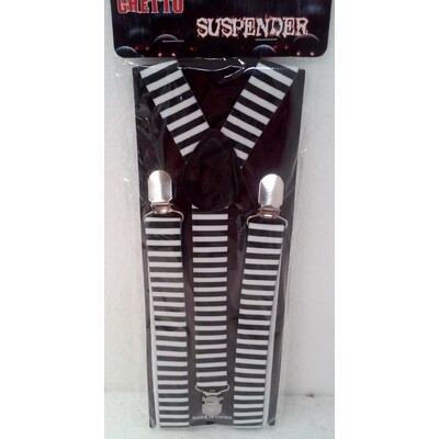 Adult Jester White & Black Stripe Suspenders Pk 1 