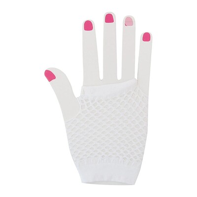 Short White Fingerless Fishnet Gloves 1 Pair