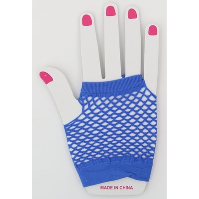 Blue Short Fingerless Fishnet Gloves (1 Pair)