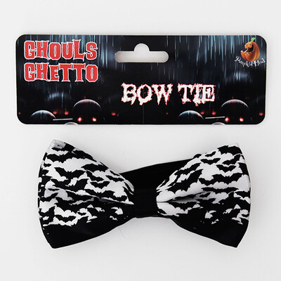 Black & White Halloween Bats Bow Tie Pk 1