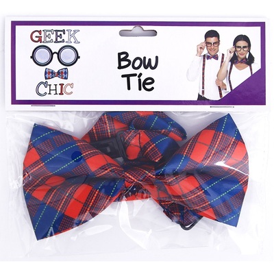 Red & Blue Checkered Nerd Bow Tie Pk 1