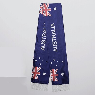 Australia Day Aussie Flag Scarf with White Fringe Pk 1