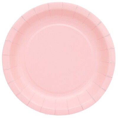 Blush Light Pink Round Paper Plates (17.5cm) Pk 20