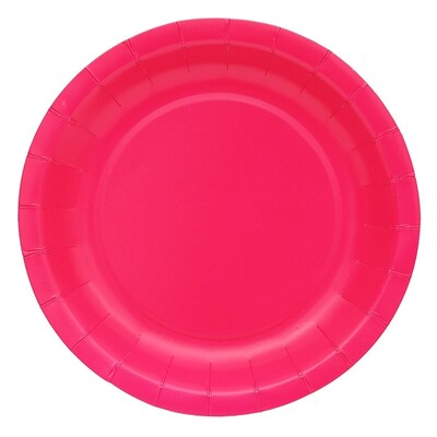 Magenta Hot Pink Round Paper Plates (17.5cm) Pk 20