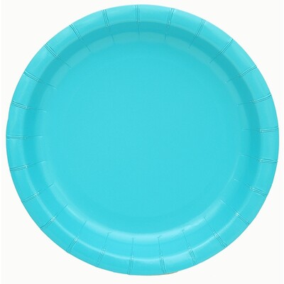 Caribbean Blue Round Paper Plates (17.5cm) Pk 20
