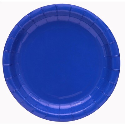 Azure Royal Blue Round Paper Plates (17.5cm) Pk 20