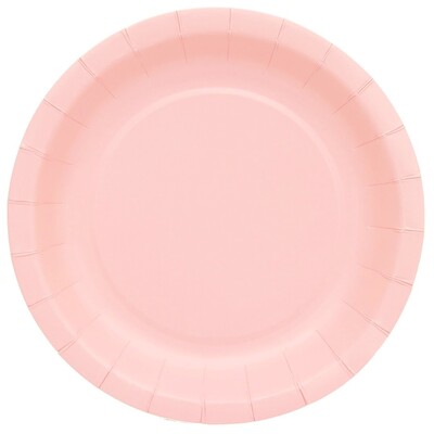 Blush Light Pink Round Paper Plates (22.5cm) Pk 20