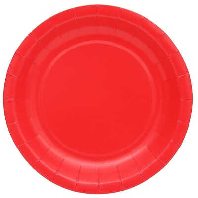 Cherry Red Round Paper Plates (22.5cm) Pk 20