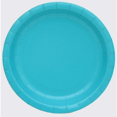 Caribbean Blue Round Paper Plates (22.5cm) Pk 20