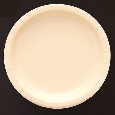 Porcelain Ivory Cream Round Paper Plates (22.5cm) Pk 20