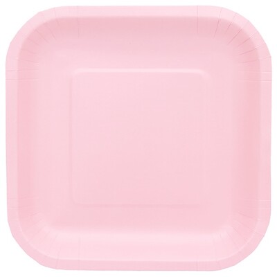 Blush Light Pink Square Paper Plates (18cm) Pk 20
