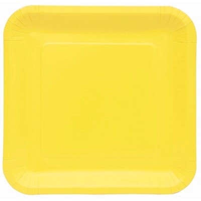 Dandelion Yellow Square Paper Plates (23.5cm) Pk 20
