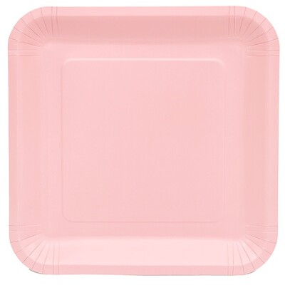Blush Light Pink Square Paper Plates (23.5cm) Pk 20