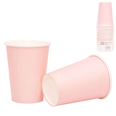 Blush Light Pink 9oz. Paper Cups Pk 20