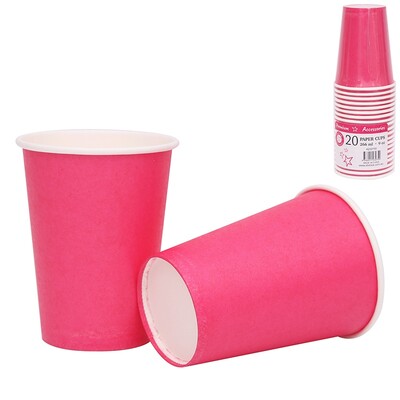 Magenta Hot Pink 9oz. Paper Cups Pk 20