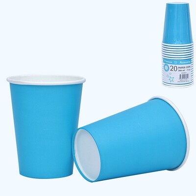 Caribbean Blue 9oz. Paper Cups Pk 20