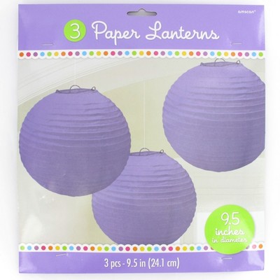 Round Purple Lantern (24cm) Pk 3 