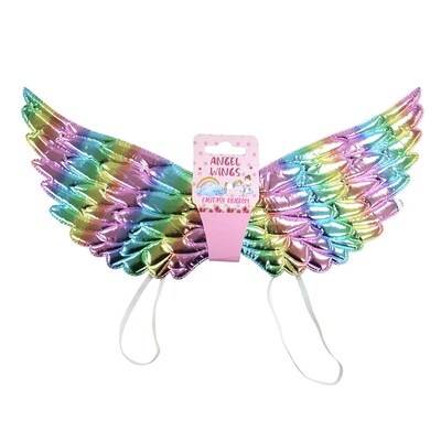Kids Metallic Rainbow Angel Wings (44x14cm)