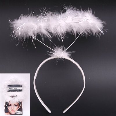 White Feather Angel Halo on Headband (Pk 1)