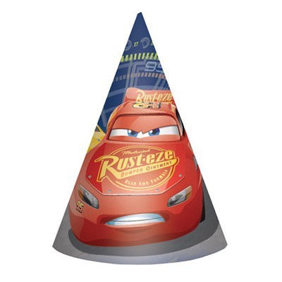 Cars 3 Party Hats Pk 8