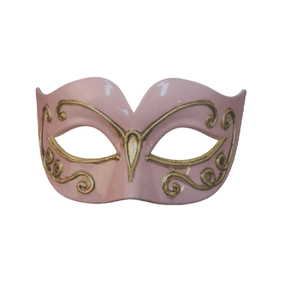 Pink & Gold Masquerade Eye Mask - Moulded Plastic Fancy Dress Costume Mask