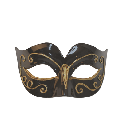 Black & Gold Masquerade Eye Mask - Moulded Plastic Fancy Dress Costume Mask