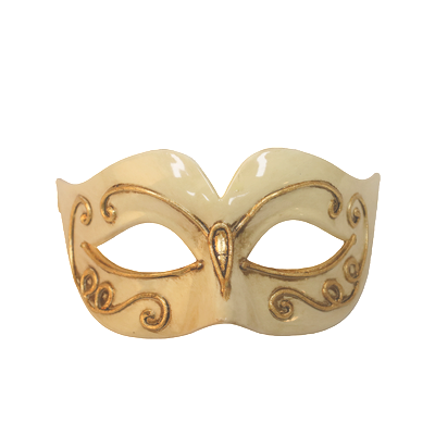 Cream & Gold Masquerade Eye Mask - Moulded Plastic Fancy Dress Costume Mask