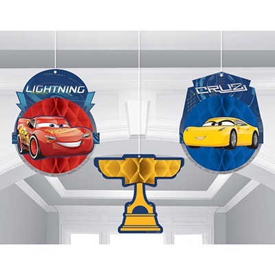 Cars 3 Hanging Honeycomb Decorations Pk 3