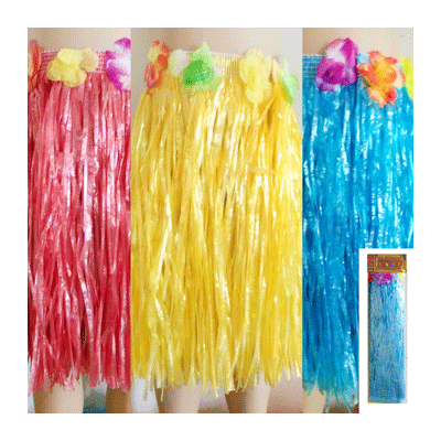 Child Hula Skirt (40cm) Pk 1 (1 SINGLE COLOURED SKIRT ONLY)