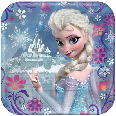 Frozen Anna & Elsa 7in Square Paper Plates Pk 8 