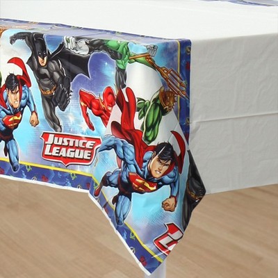 Justice League Plastic Tablecover (243cm x 137cm) Pk 1