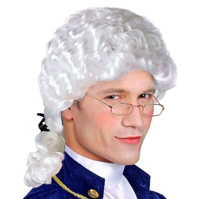 Men's Colonial Judge Wig with Ponytail | Historical Costume Wig