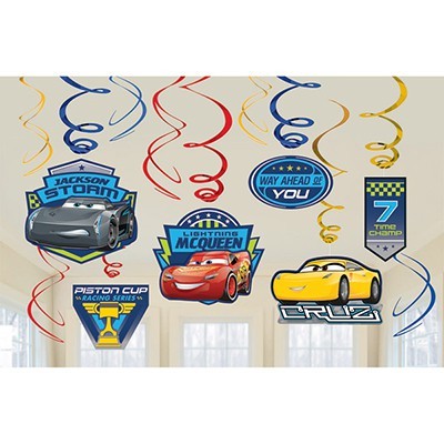 Cars 3 Hanging Swirl Decorations Pk 12