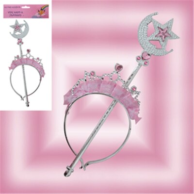 Pink Princess Star Moon Wand & Headband Set 