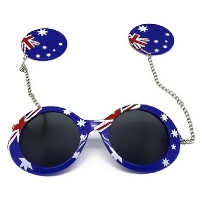 Australia Day Aussie Flag Party Sunglasses with Chain