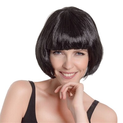 Adult Black Bob Wig Costume Accessory